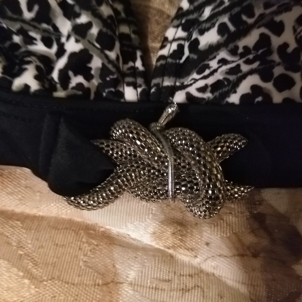 Black & White Bikini with Silver metal knot NWOT